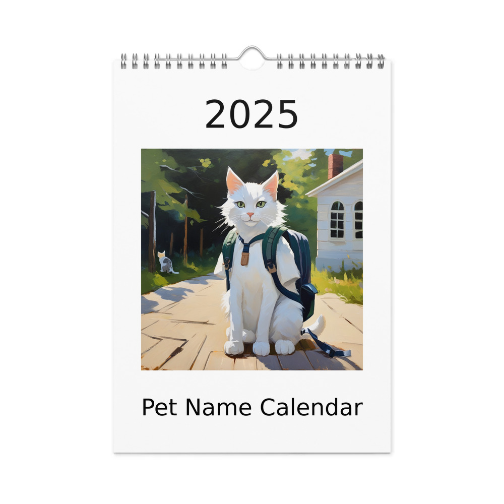 PugMug Custom White Companion Cat Wall Calendar (2026)