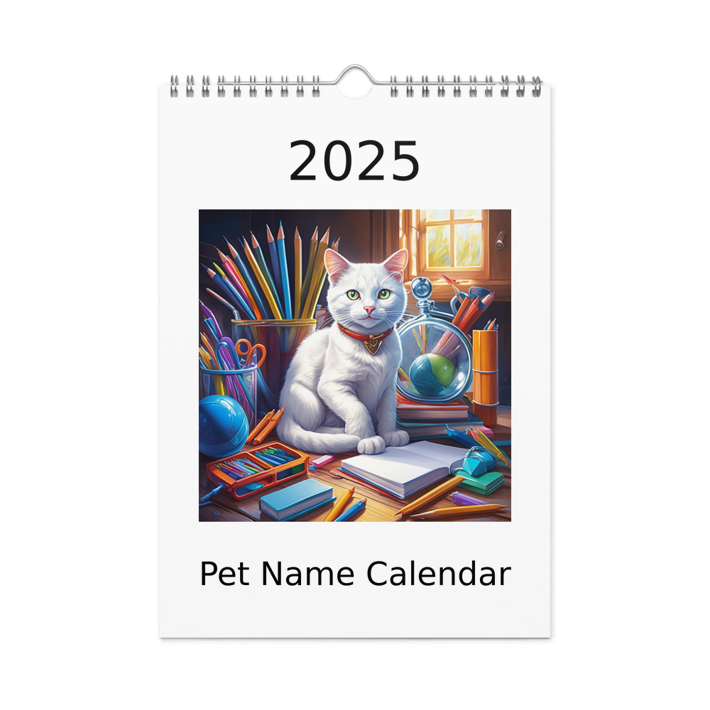 PugMug Custom White Companion Cat Wall Calendar (2026)