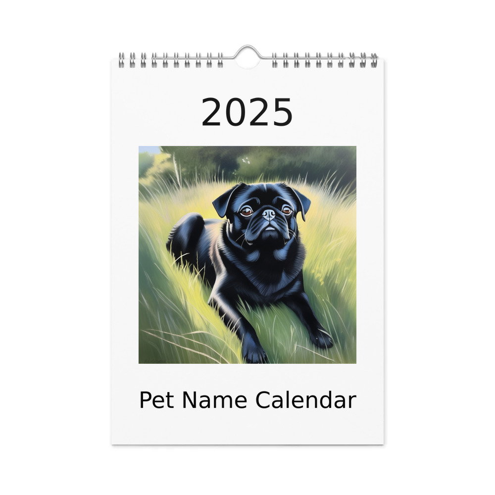 PugMug Custom Black Pug Wall Calendar (2026)