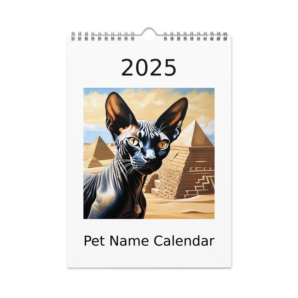 PugMug Custom Black Sphynx Cat Wall Calendar (2026)