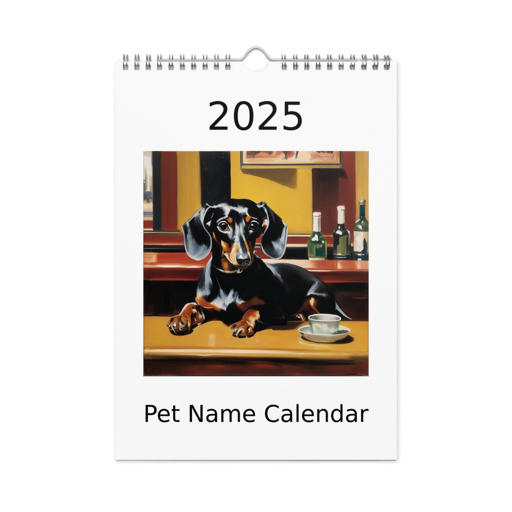 PugMug Custom Black Dachshund Wall Calendar (2026)