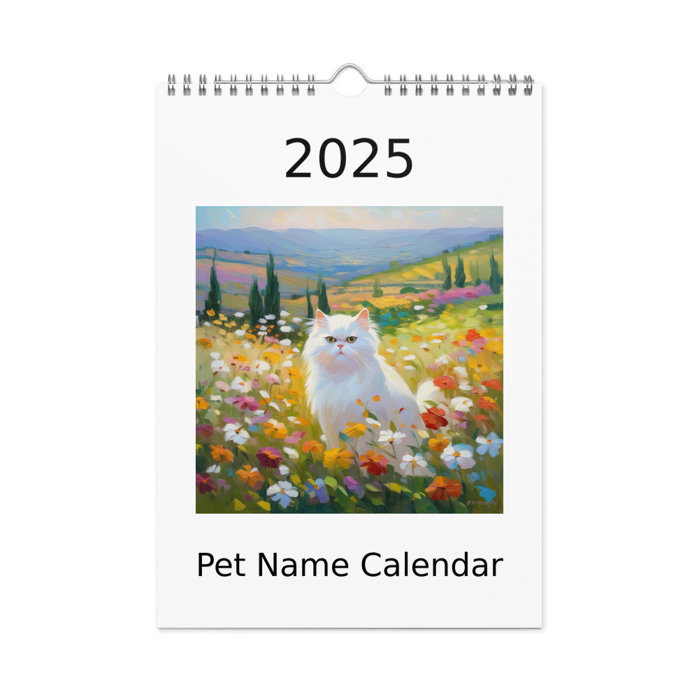 PugMug Custom White Persian Cat Wall Calendar (2026)