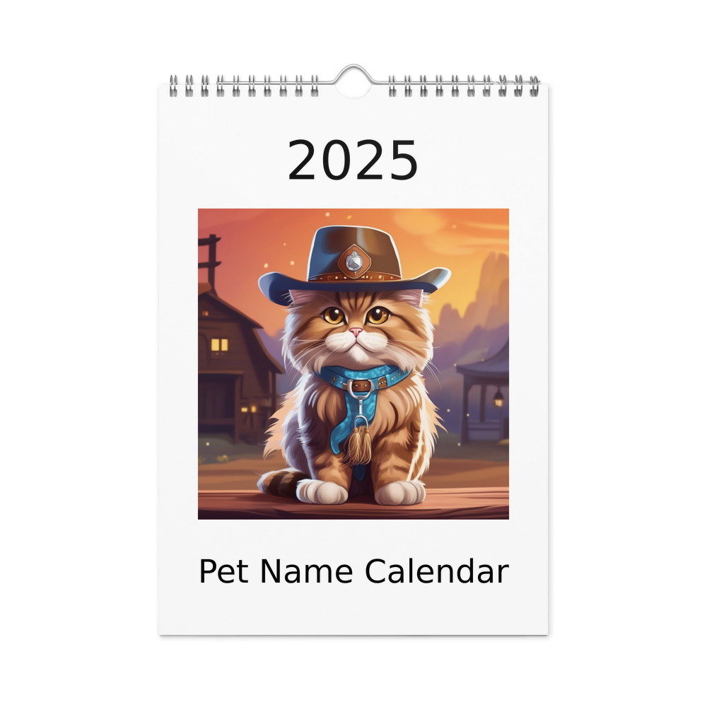PugMug Custom Tabby Persian Cat Wall Calendar (2026)