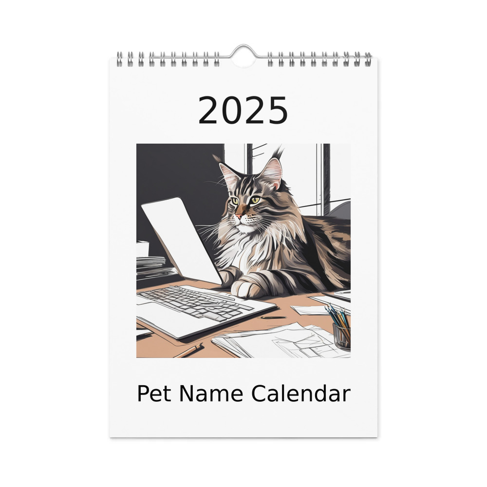 PugMug Custom Tabby Maine Coon Cat Wall Calendar (2026)