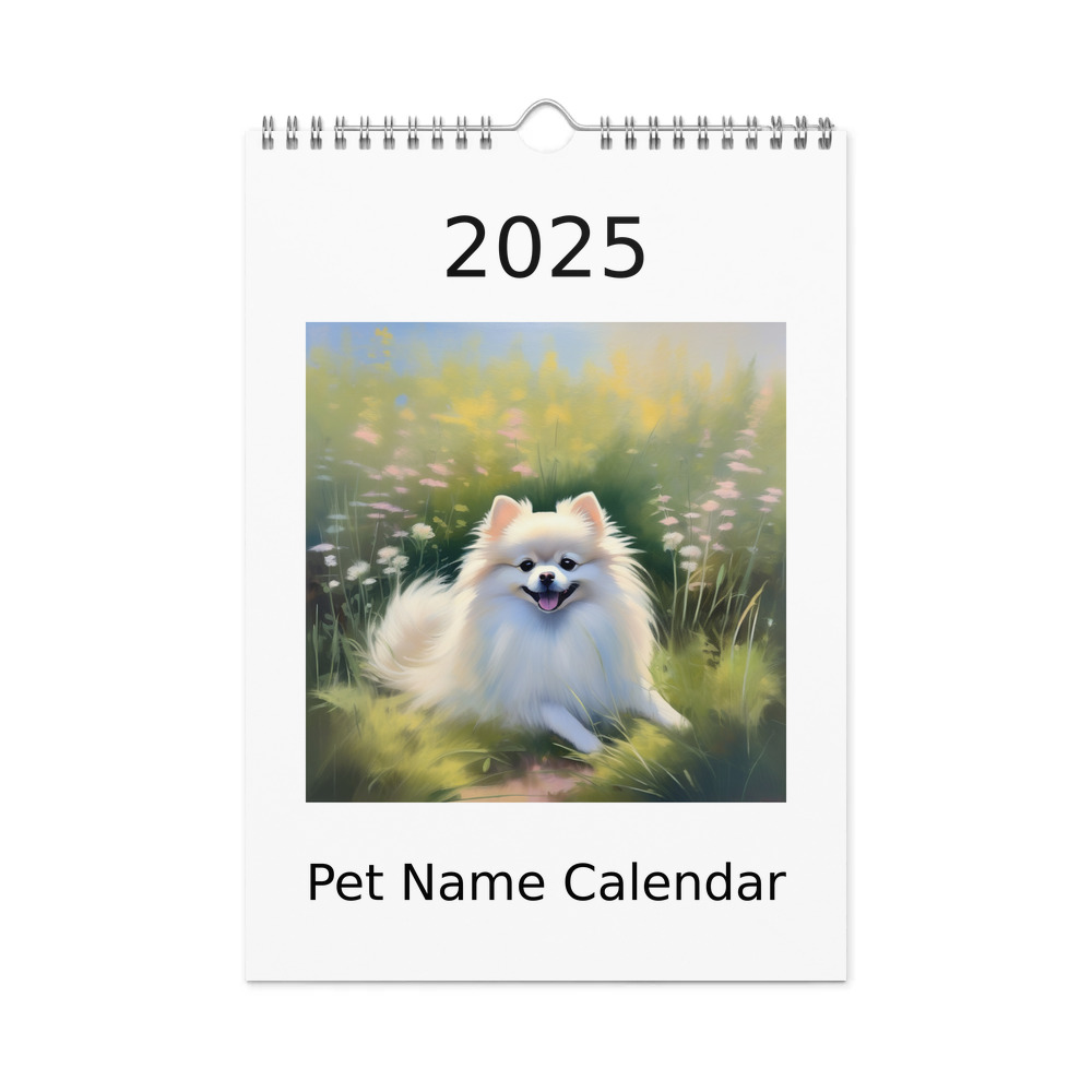PugMug Custom White Pomeranian Wall Calendar (2026)