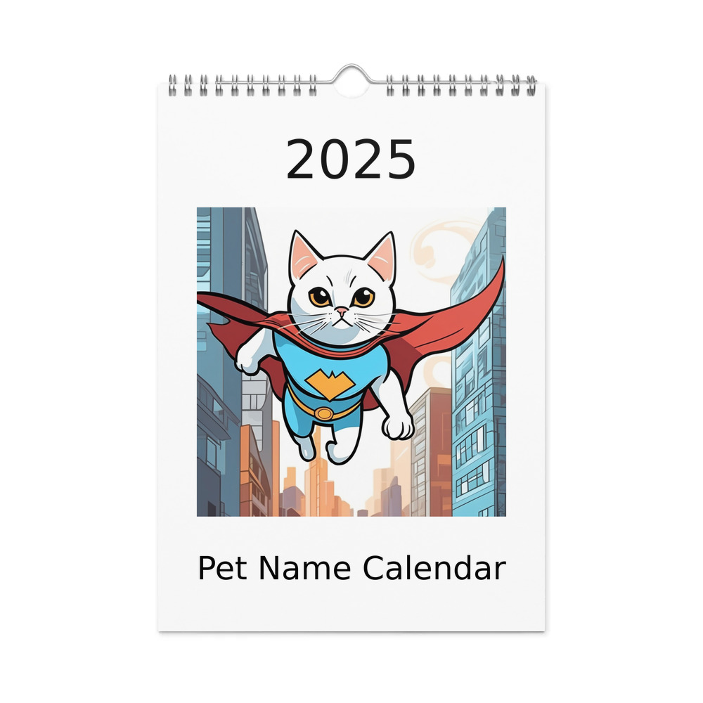 PugMug Custom White Companion Cat Wall Calendar (2026)