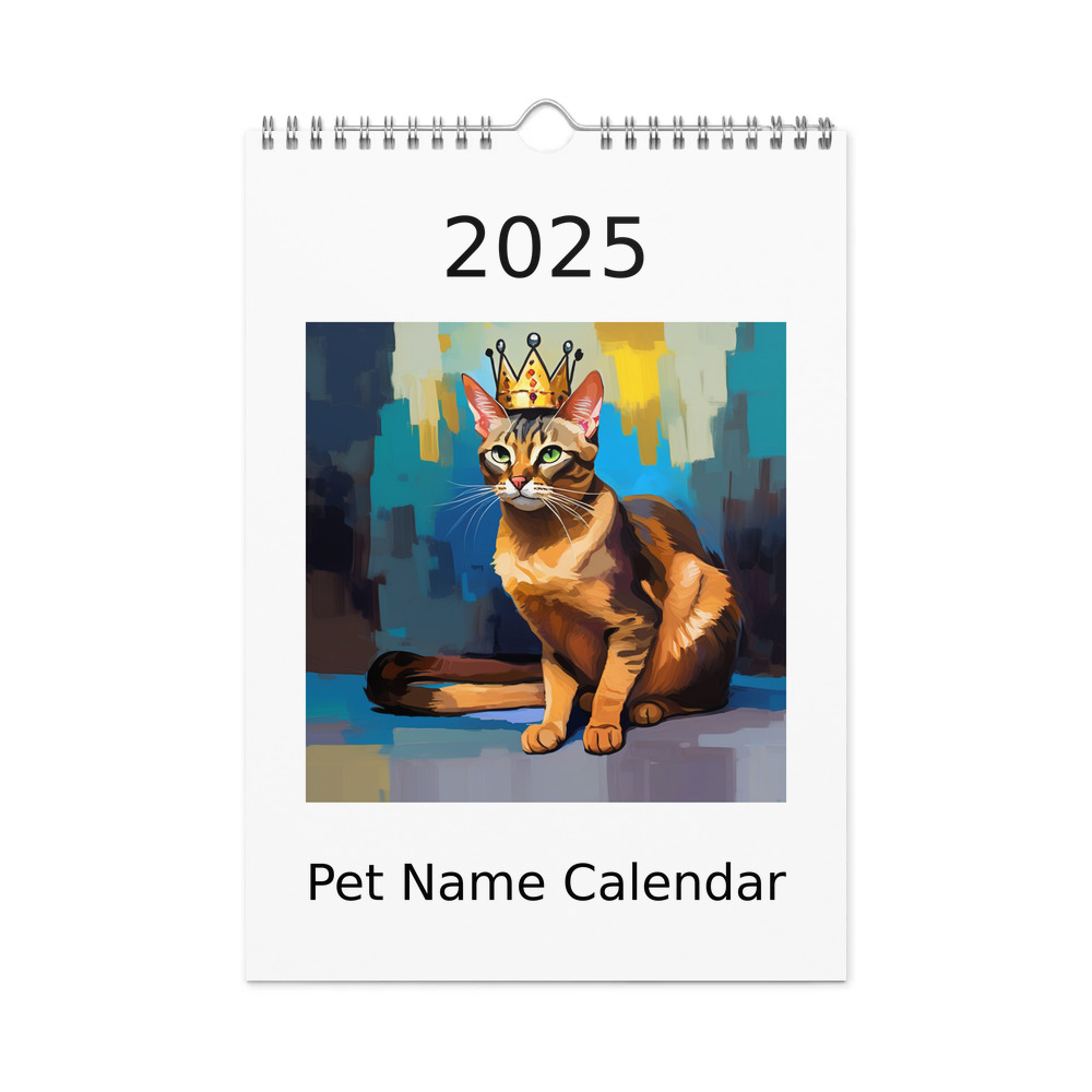 PugMug Custom Tabby Abyssinian Cat Wall Calendar (2026)