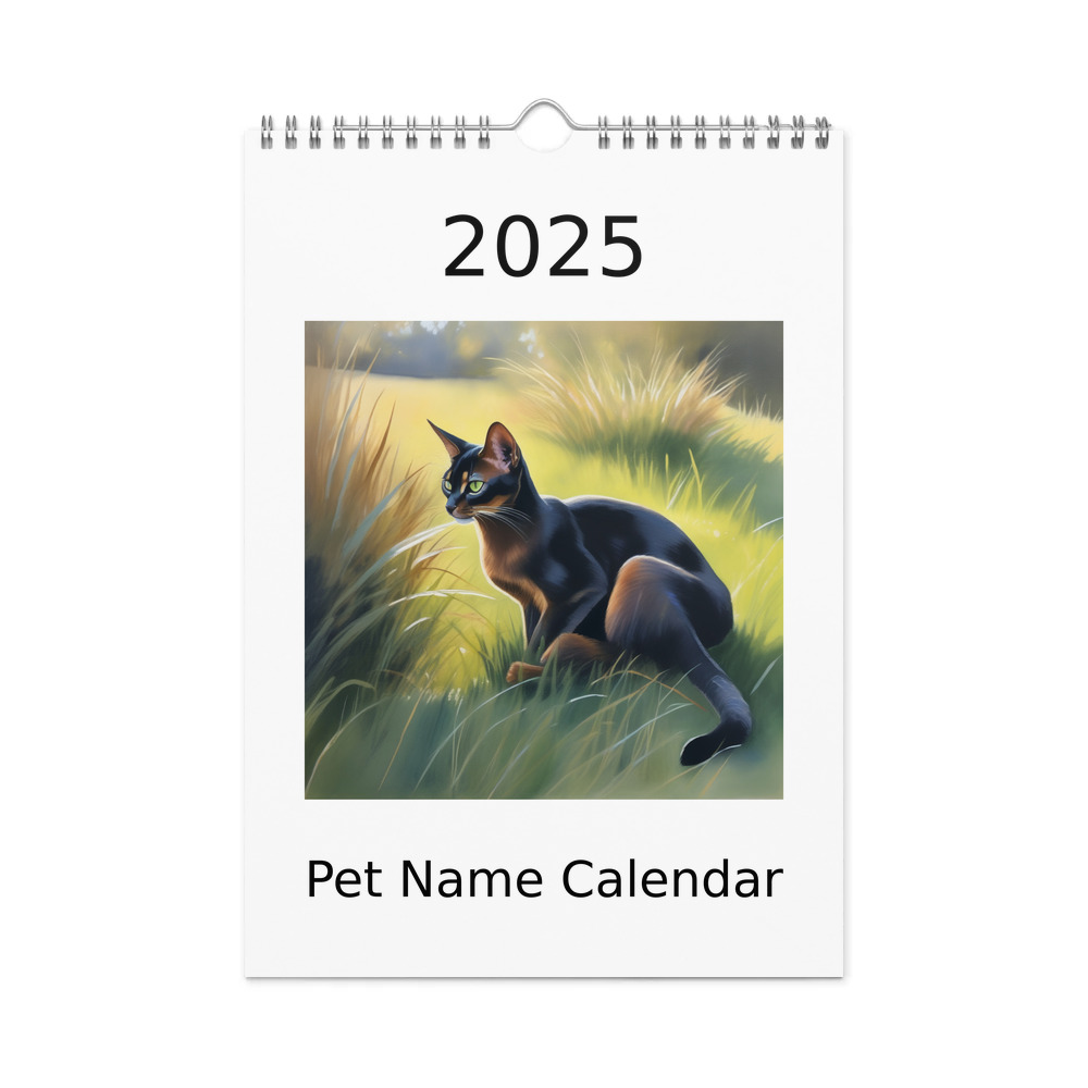 PugMug Custom Black Abyssinian Cat Wall Calendar (2026)