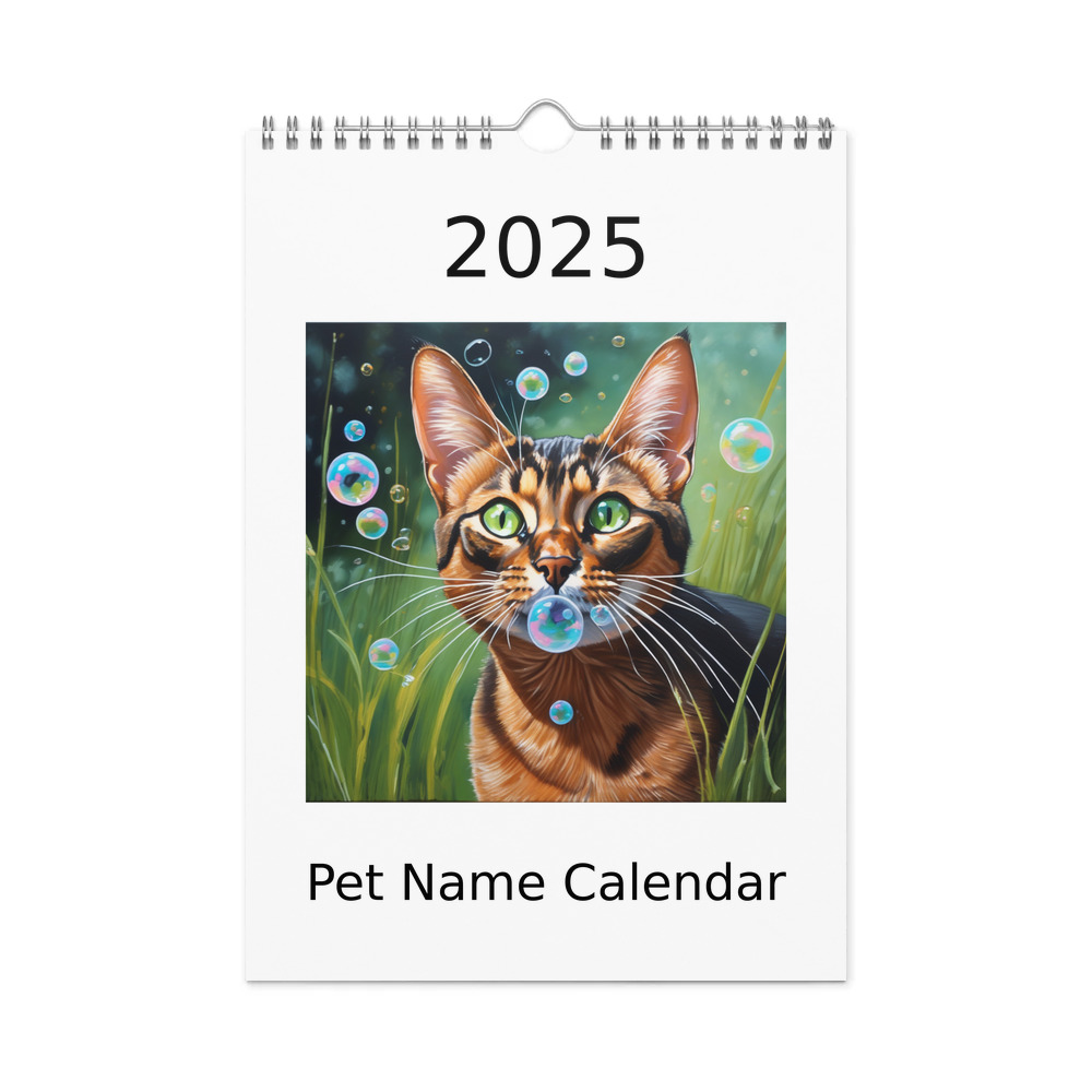 PugMug Custom Tabby Abyssinian Cat Wall Calendar (2026)