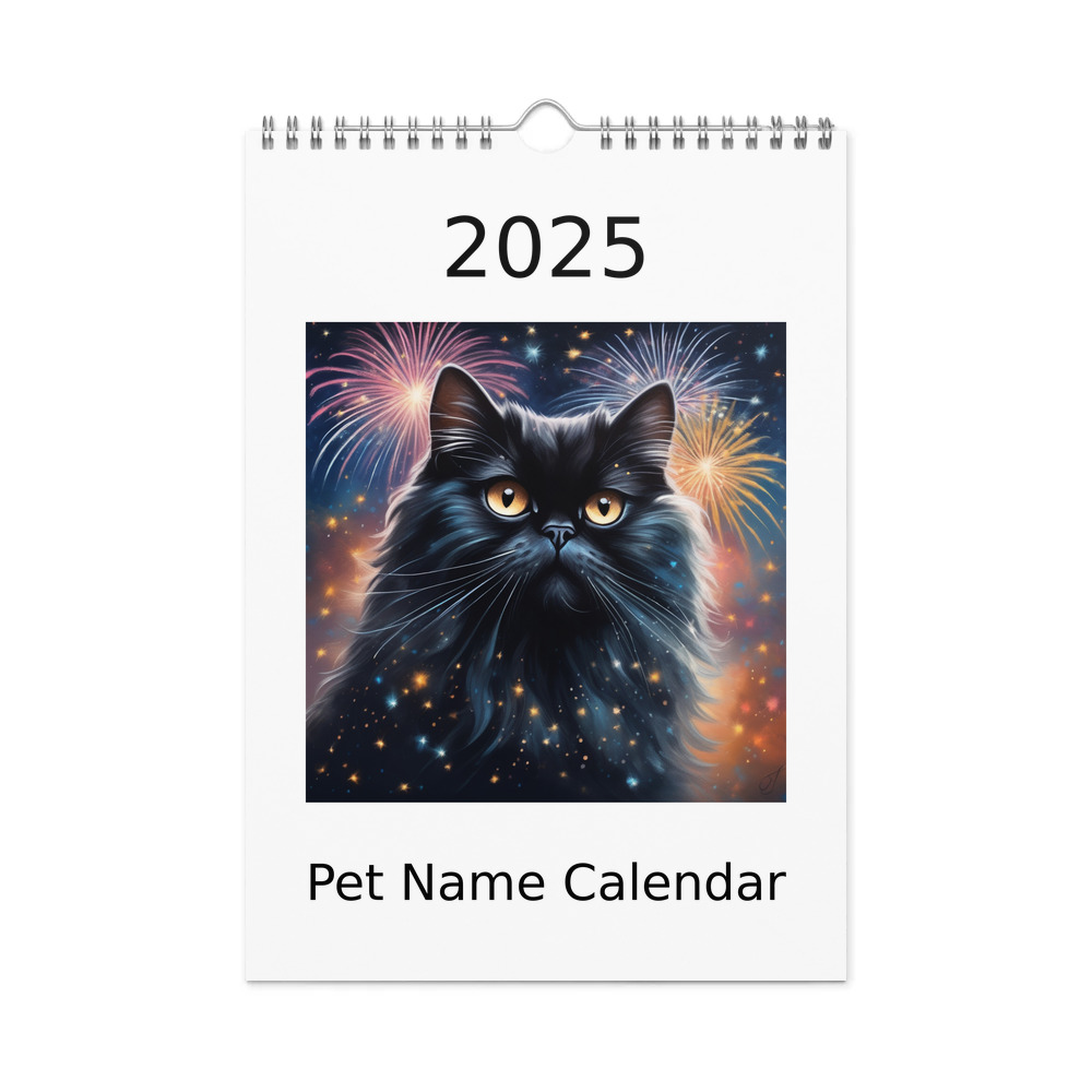 PugMug Custom Black Persian Cat Wall Calendar (2026)