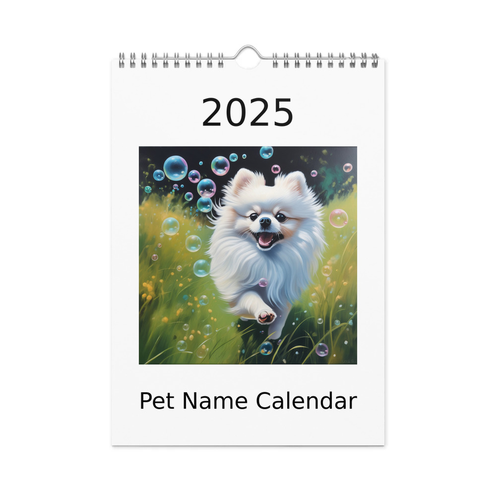 PugMug Custom White Pomeranian Wall Calendar (2026)