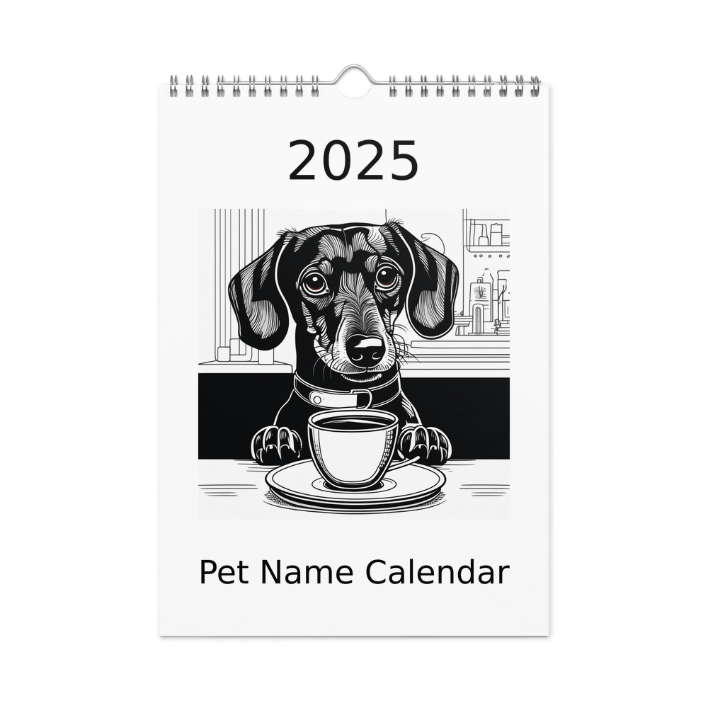 PugMug Custom Black Dachshund Wall Calendar (2026)