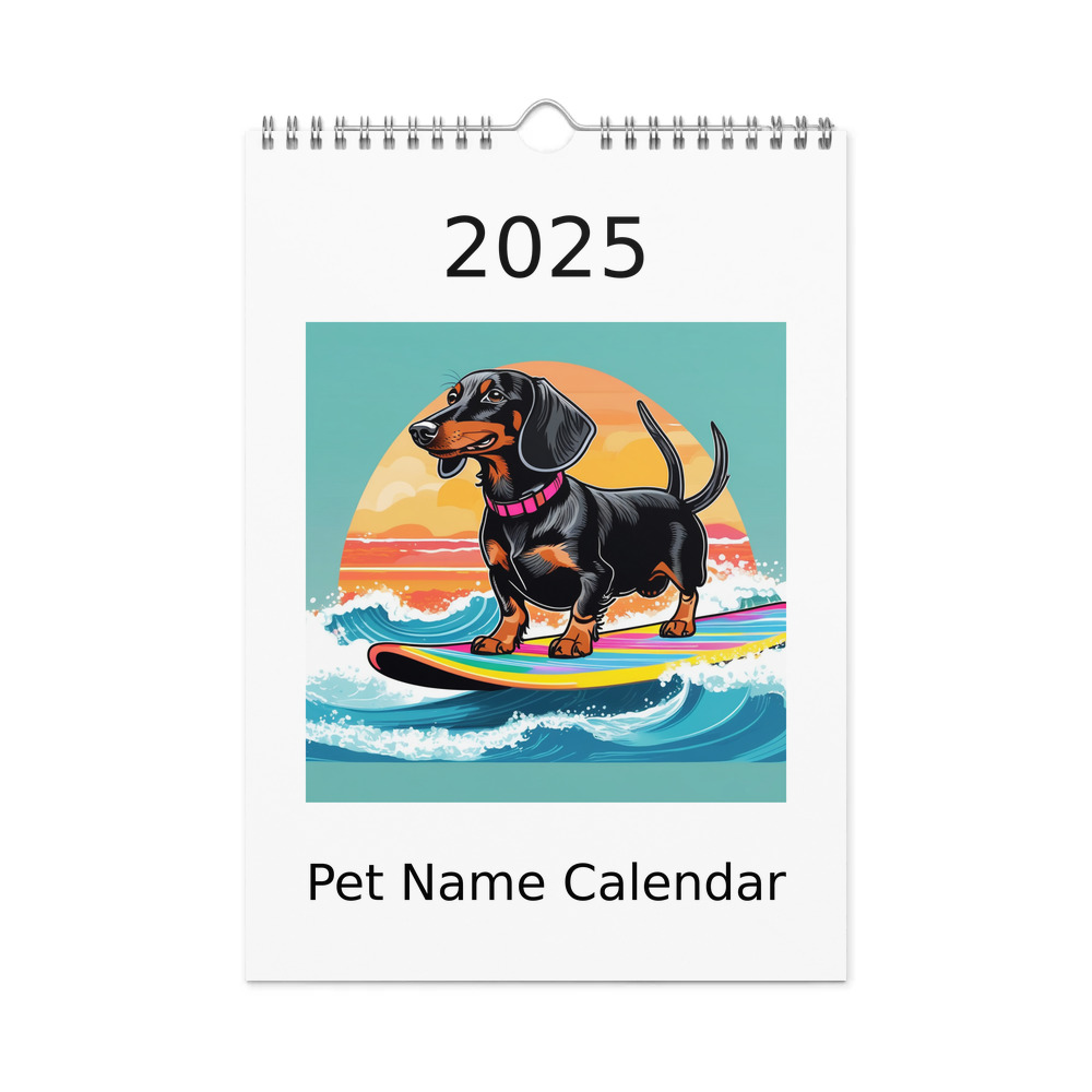 PugMug Custom Black Dachshund Wall Calendar (2026)
