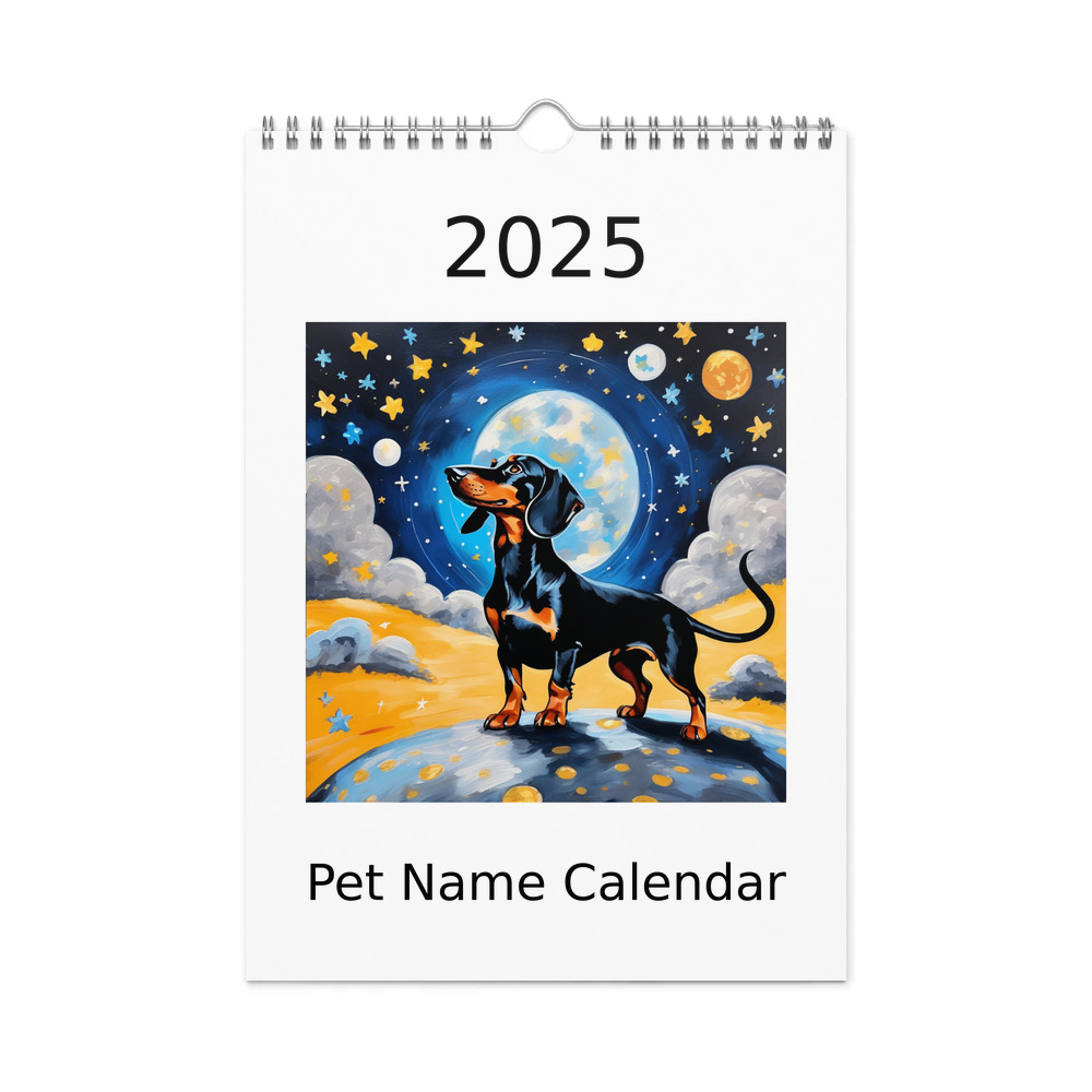PugMug Custom Black Dachshund Wall Calendar (2026)