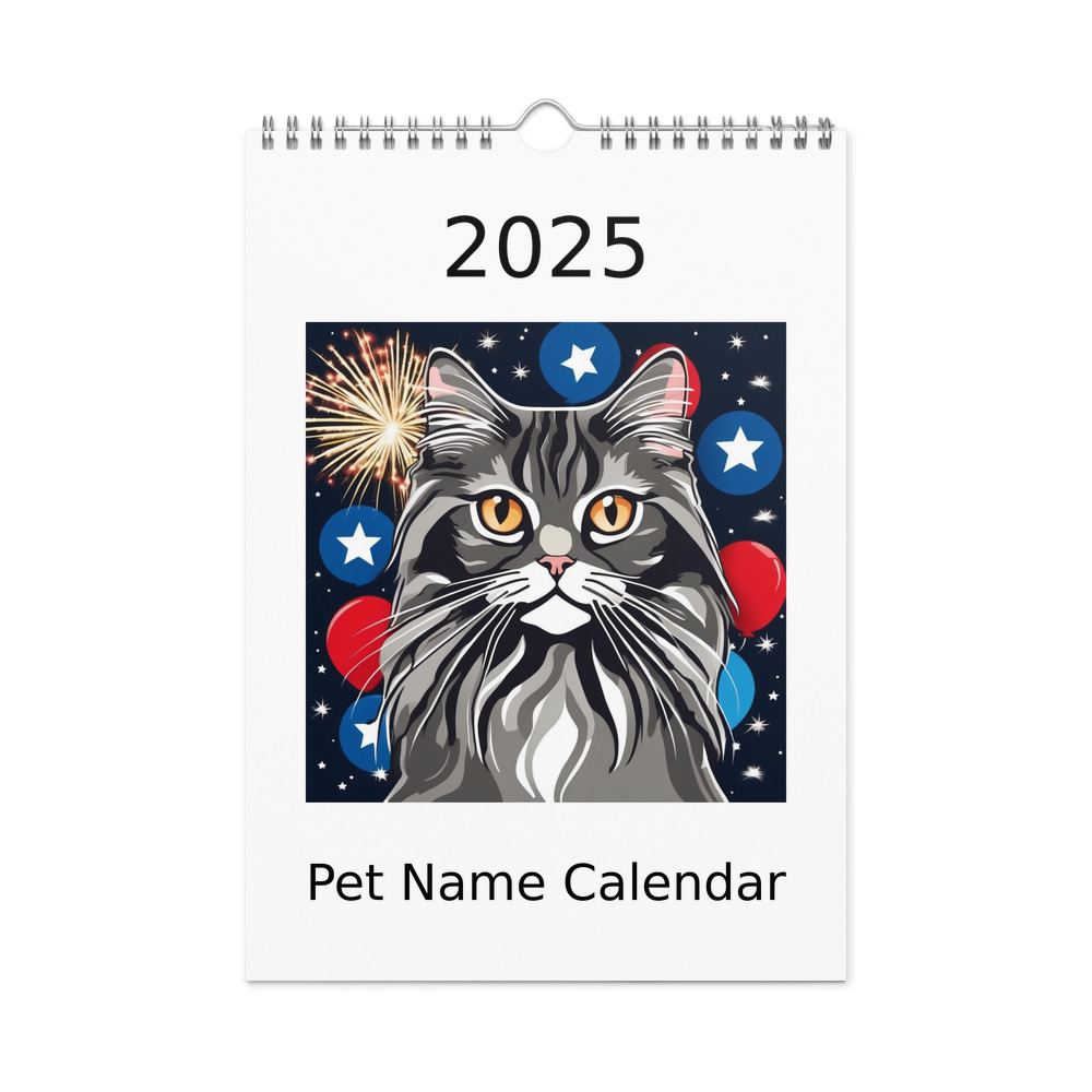 PugMug Custom Tabby Persian Cat Wall Calendar (2026)
