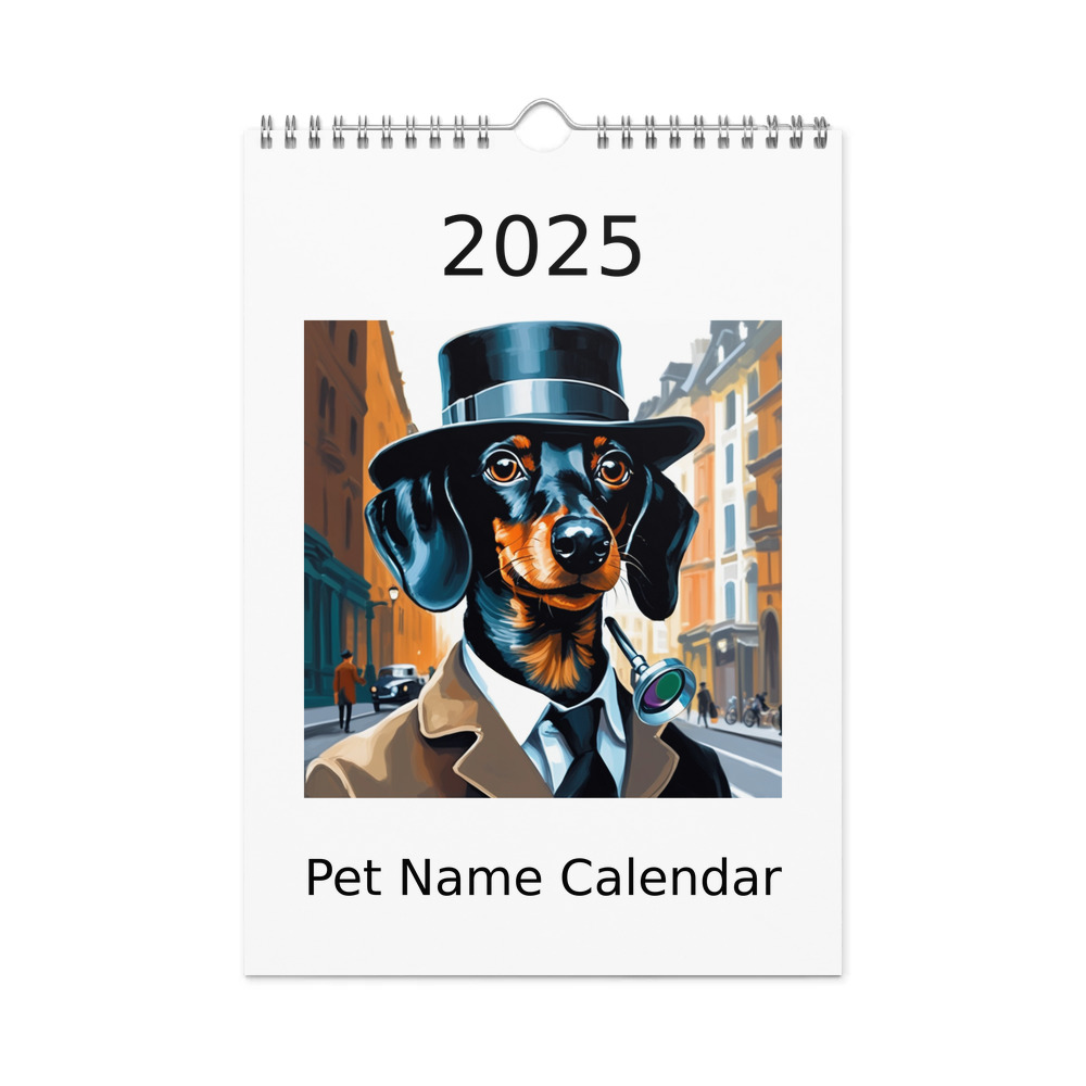 PugMug Custom Black Dachshund Wall Calendar (2026)