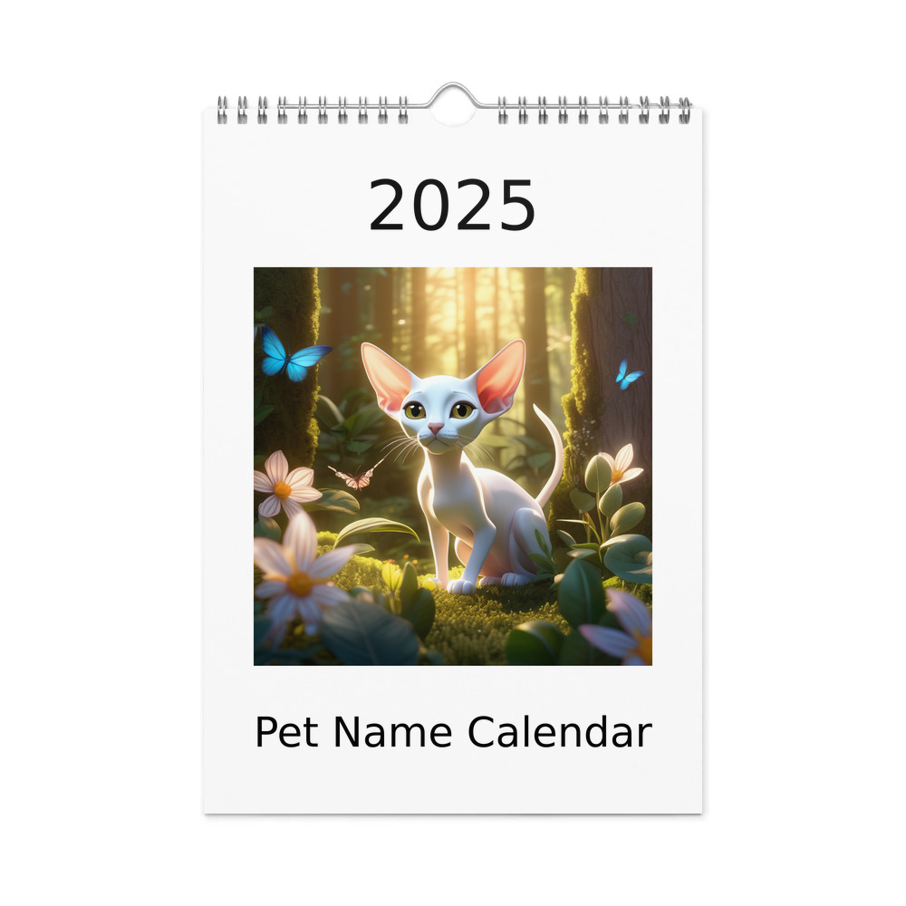 PugMug Custom White Sphynx Cat Wall Calendar (2026)