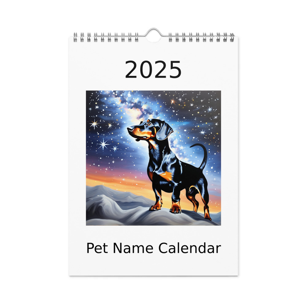 PugMug Custom Black Dachshund Wall Calendar (2026)