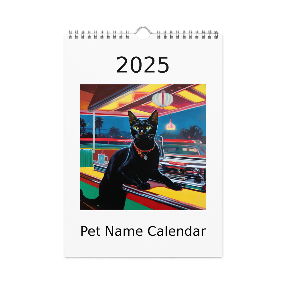PugMug Custom Black Abyssinian Cat Wall Calendar (2026)
