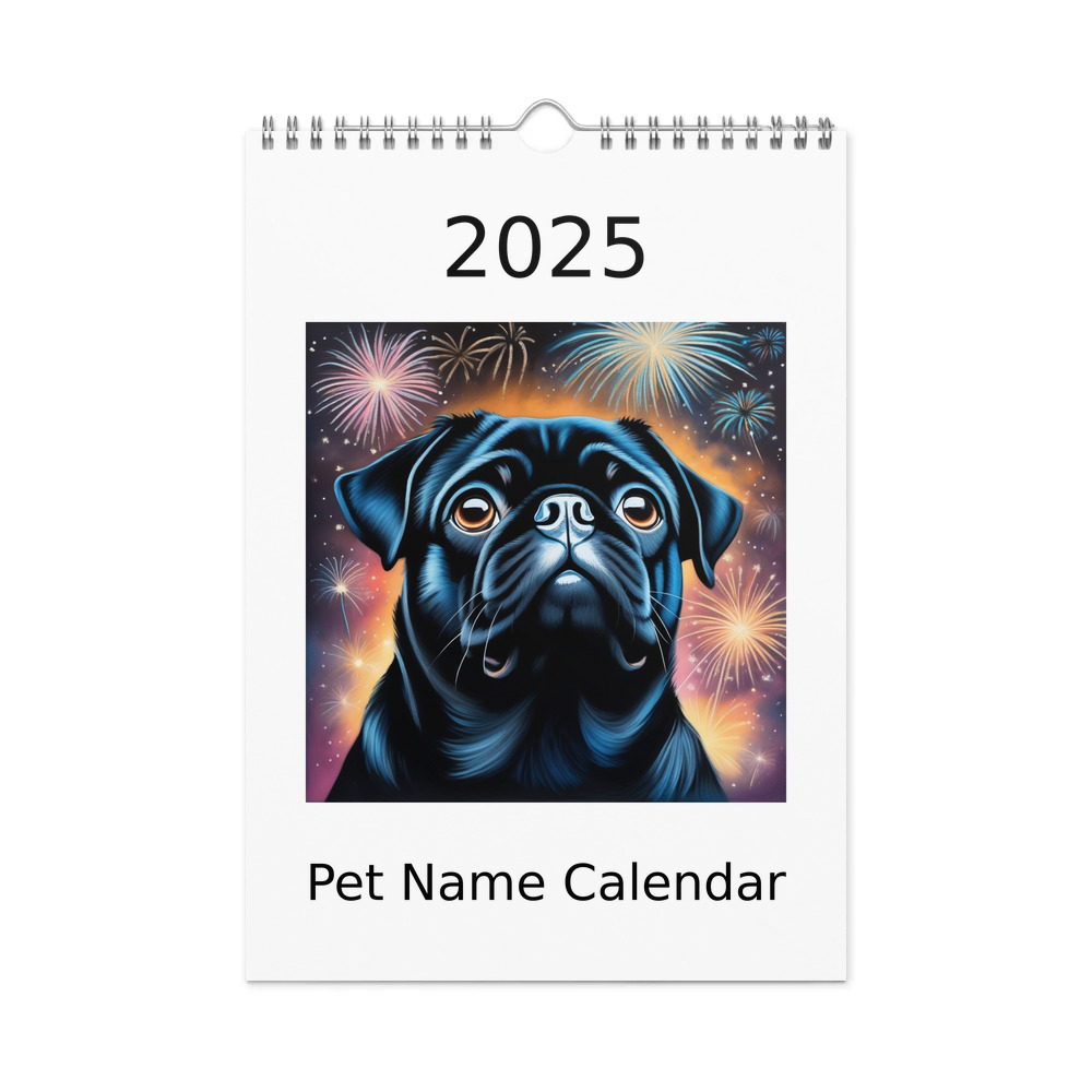 PugMug Custom Black Pug Wall Calendar (2026)