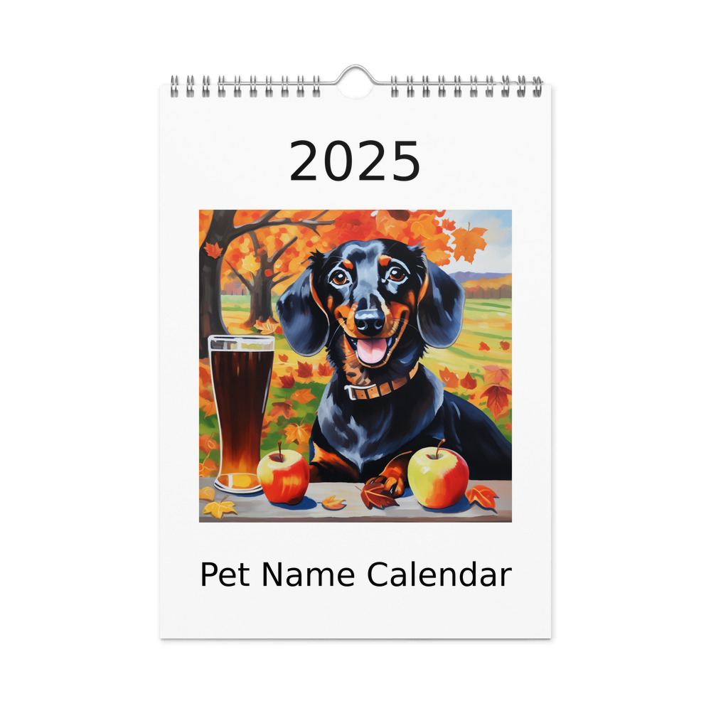 PugMug Custom Black Dachshund Wall Calendar (2026)