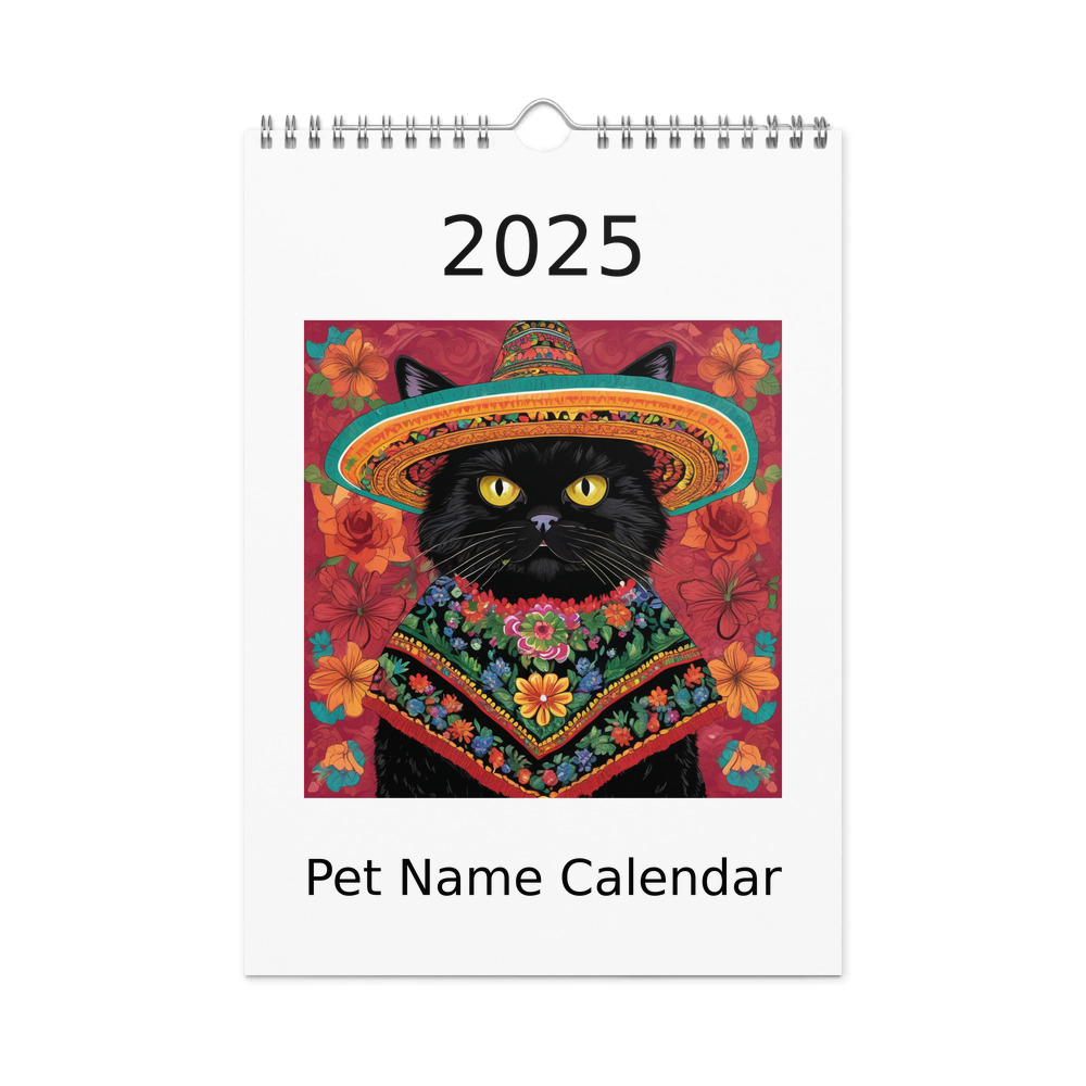 PugMug Custom Black Persian Cat Wall Calendar (2026)