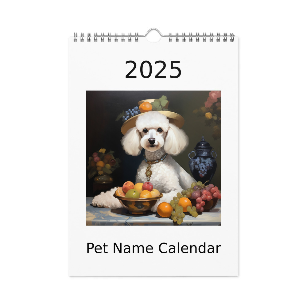 PugMug Custom White Poodle Wall Calendar (2026)