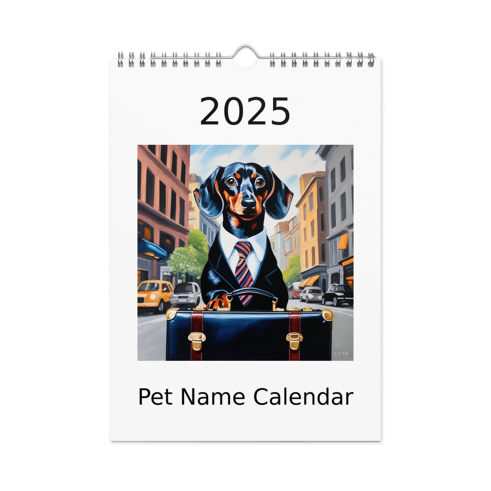 PugMug Custom Black Dachshund Wall Calendar (2026)