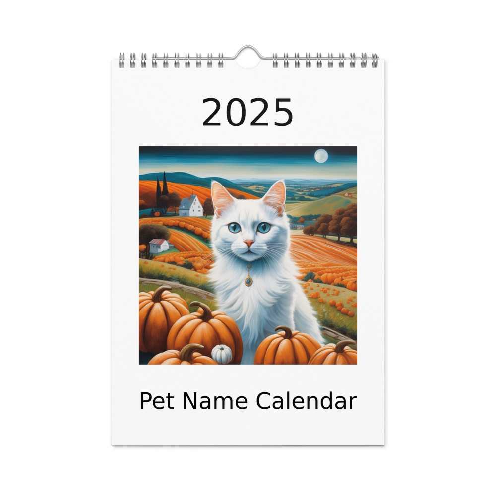 PugMug Custom White Companion Cat Wall Calendar (2026)