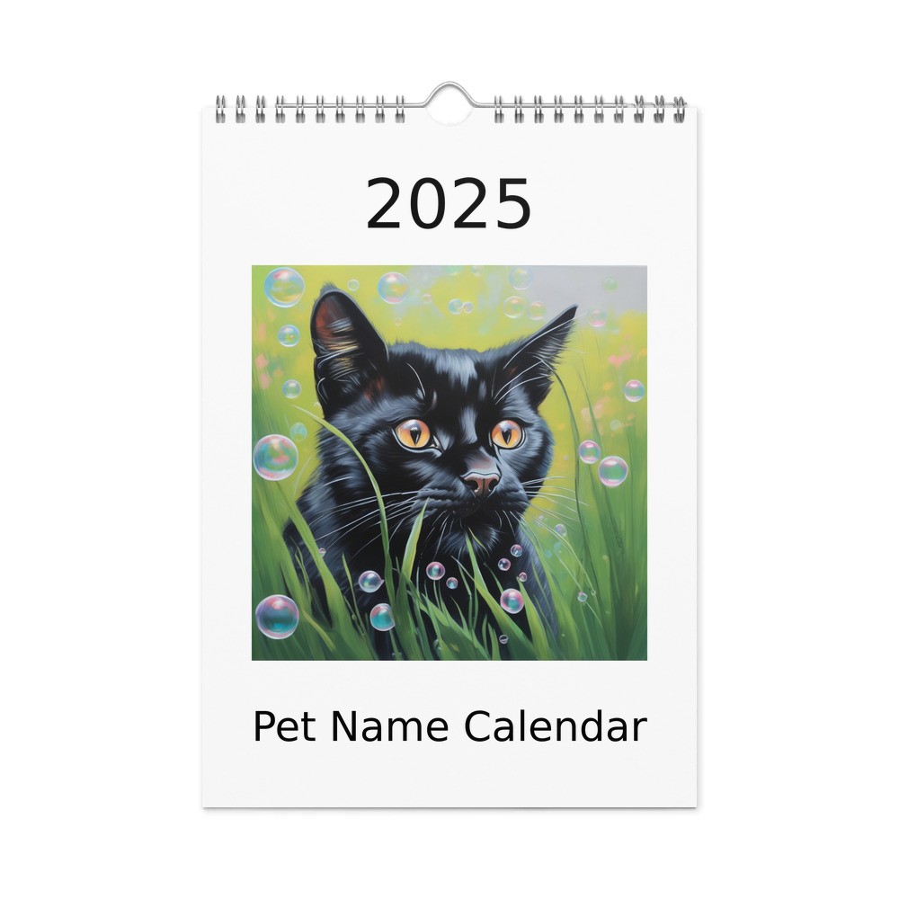 PugMug Custom Black Exotic Cat Wall Calendar (2026)