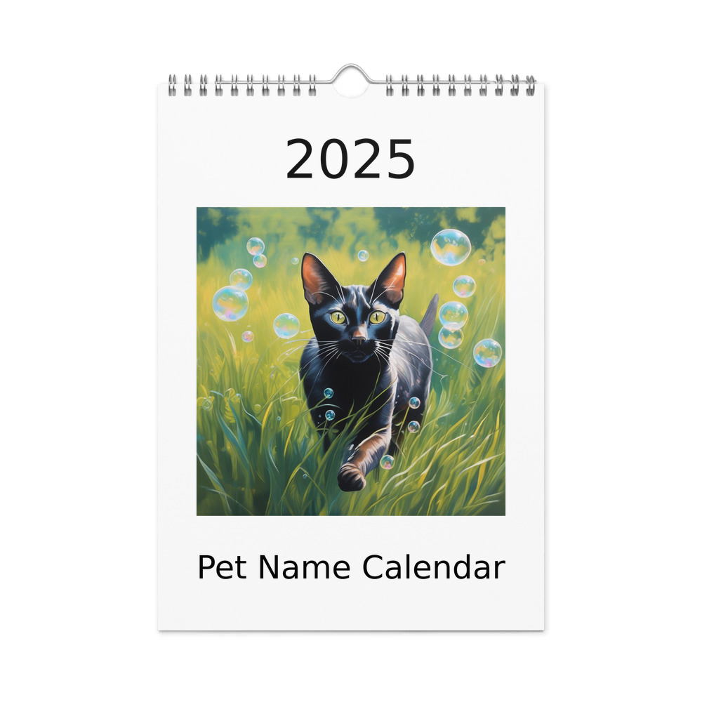 PugMug Custom Black Abyssinian Cat Wall Calendar (2026)