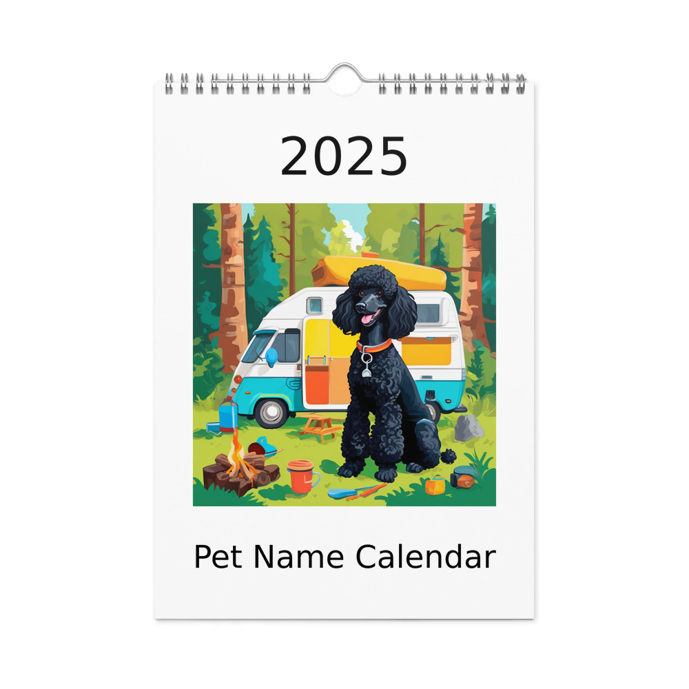 PugMug Custom Black Poodle Wall Calendar (2026)