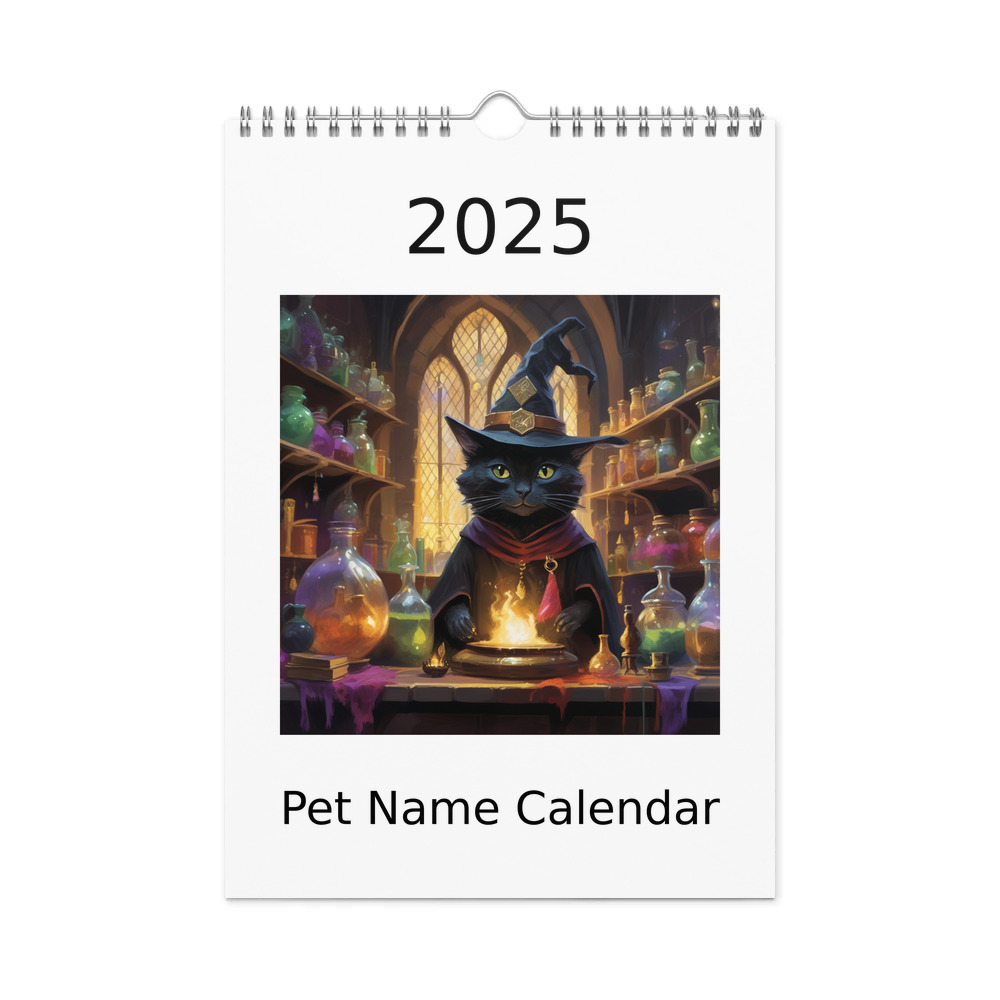 PugMug Custom Black Companion Cat Wall Calendar (2026)