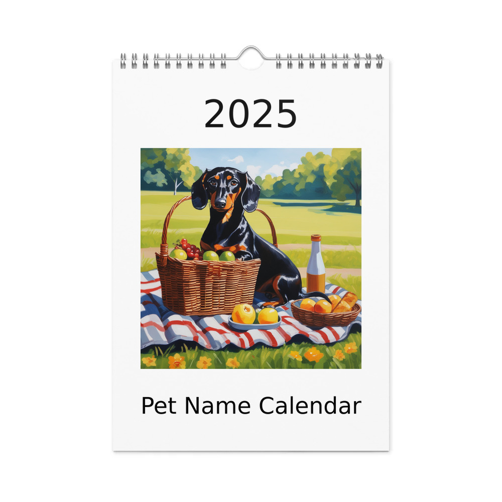 PugMug Custom Black Dachshund Wall Calendar (2026)
