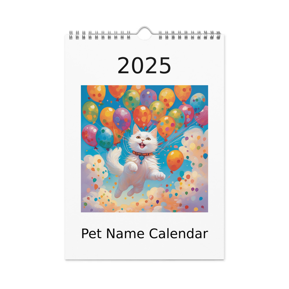 PugMug Custom White Companion Cat Wall Calendar (2026)