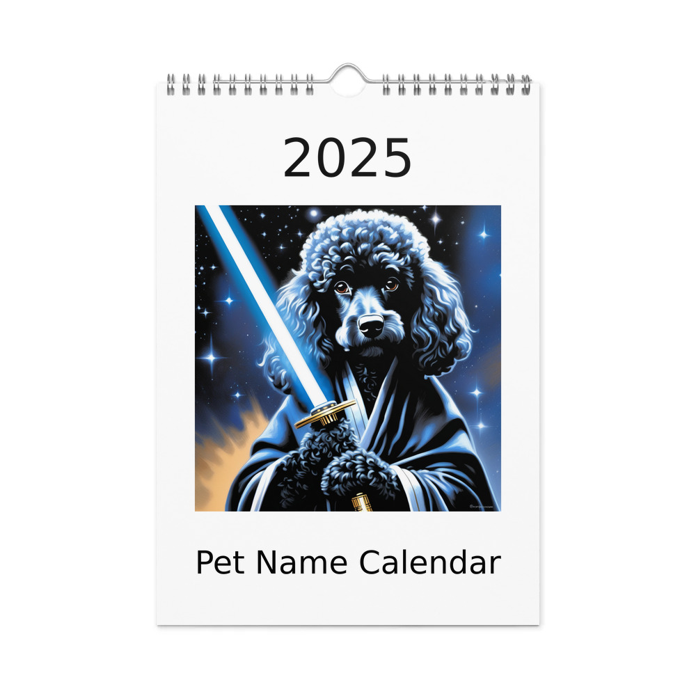 PugMug Custom Black Poodle Wall Calendar (2026)