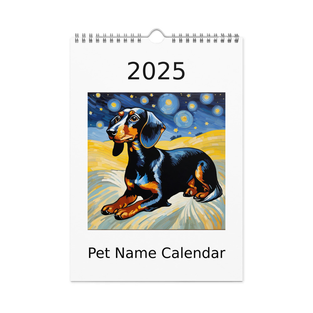 PugMug Custom Black Dachshund Wall Calendar (2026)