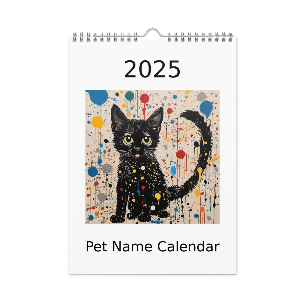 PugMug Custom Black Companion Cat Wall Calendar (2026)