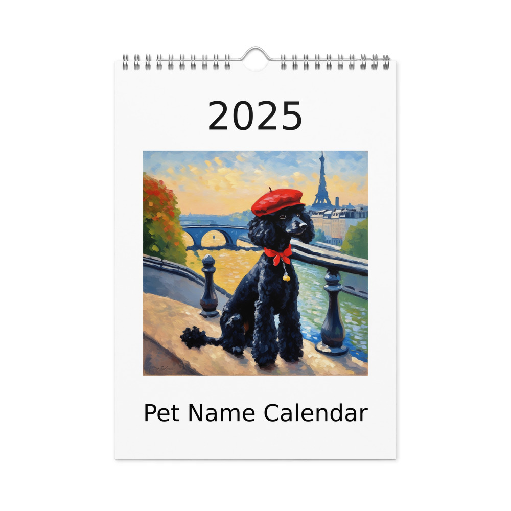 PugMug Custom Black Poodle Wall Calendar (2026)