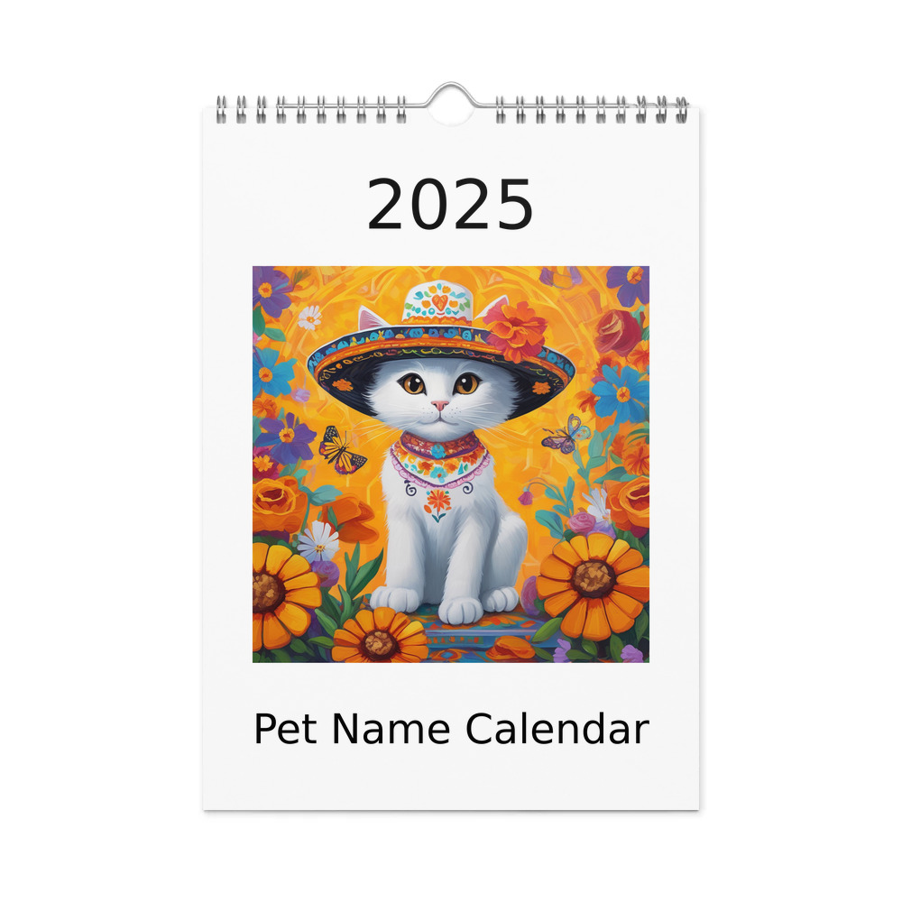 PugMug Custom White Companion Cat Wall Calendar (2026)