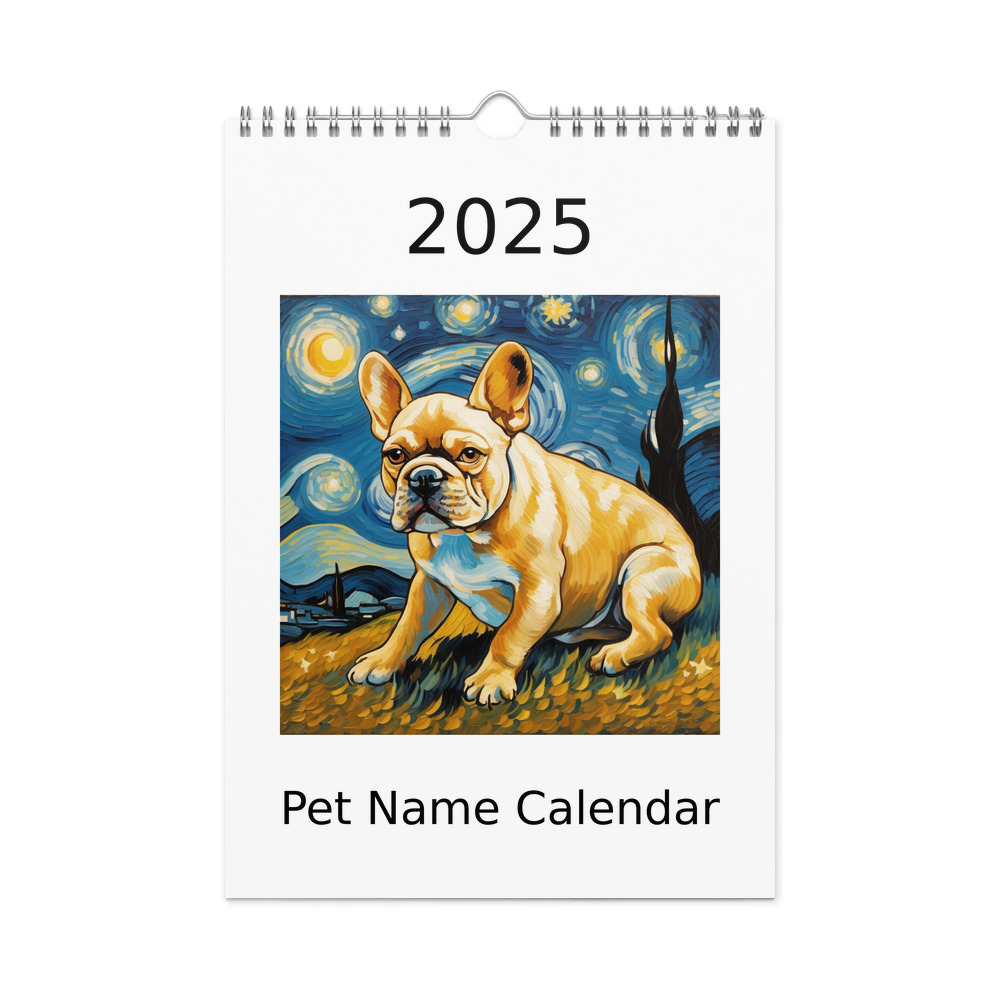 PugMug Custom Tan French Bulldog Wall Calendar (2026)