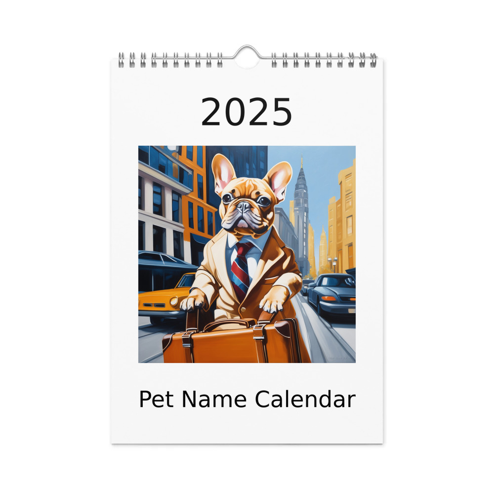 PugMug Custom Tan French Bulldog Wall Calendar (2026)