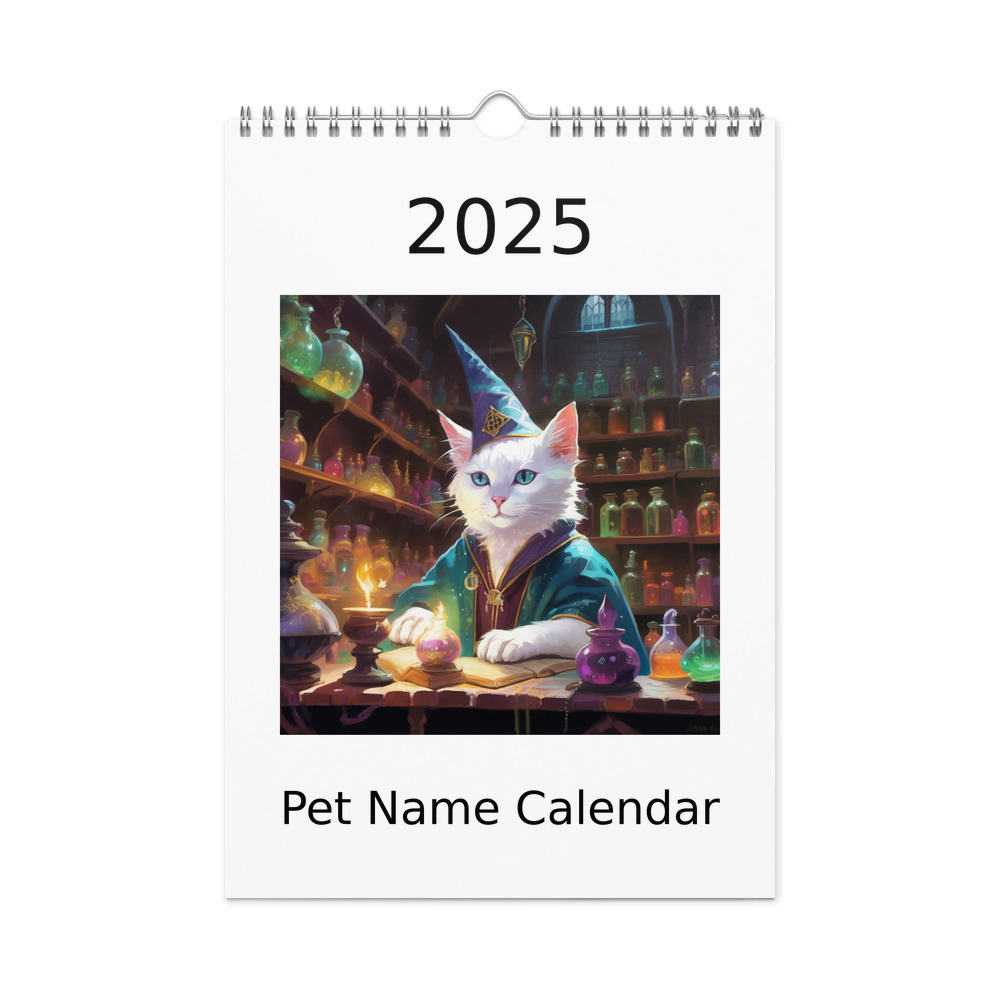 PugMug Custom White Exotic Cat Wall Calendar (2026)
