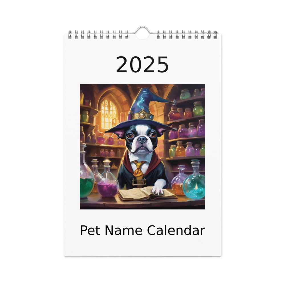 PugMug Custom Boston Terrier Wall Calendar (2026)