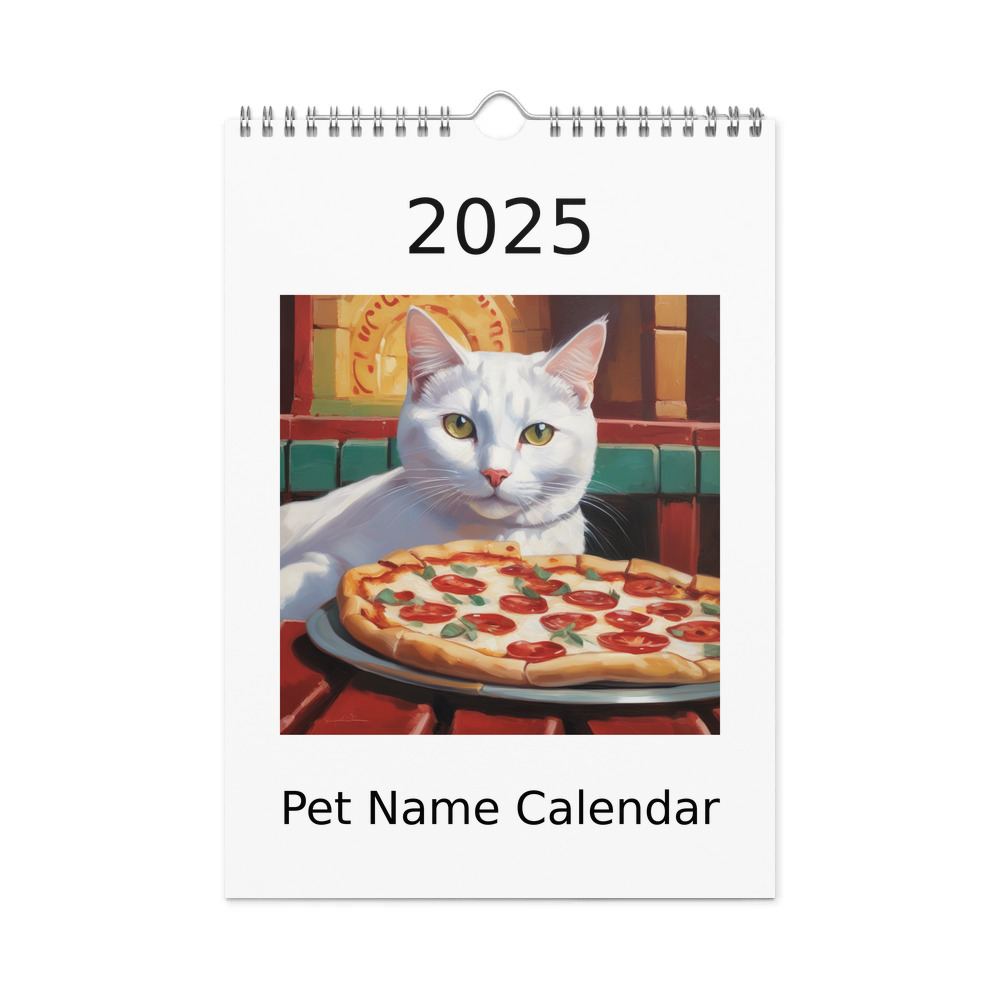PugMug Custom White Companion Cat Wall Calendar (2026)