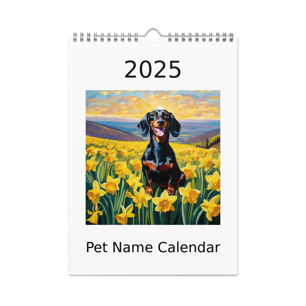PugMug Custom Black Dachshund Wall Calendar (2026)