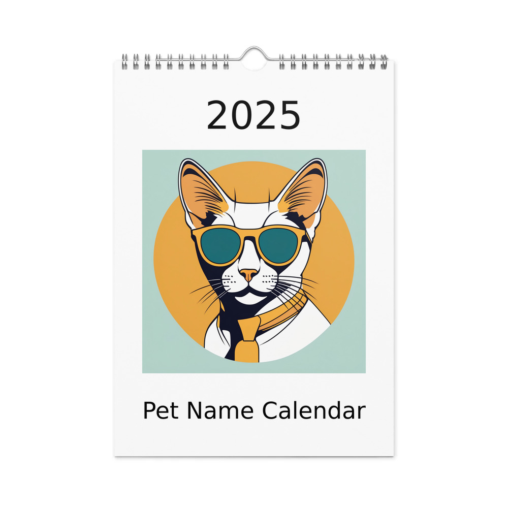 PugMug Custom White Abyssinian Cat Wall Calendar (2026)