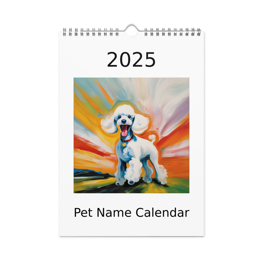 PugMug Custom White Poodle Wall Calendar (2026)