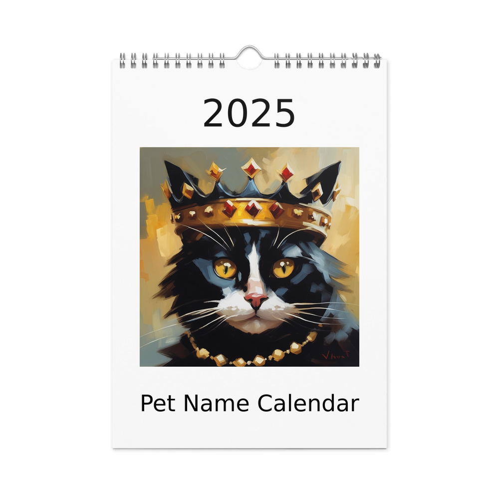 PugMug Custom Black Companion Cat Wall Calendar (2026)