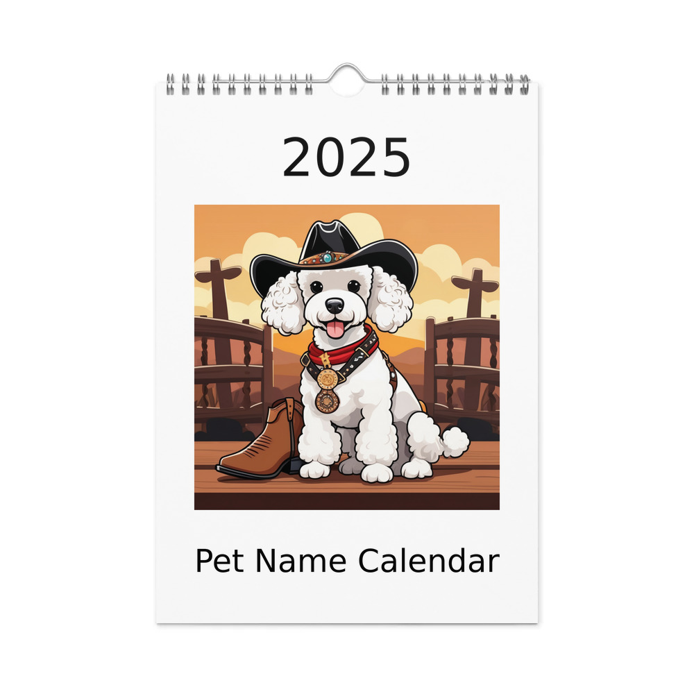PugMug Custom White Poodle Wall Calendar (2026)